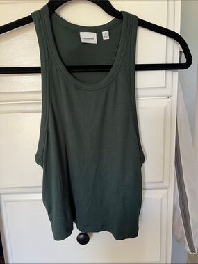 Aritzia Sunday best Green cropped Ribbed Tank Top